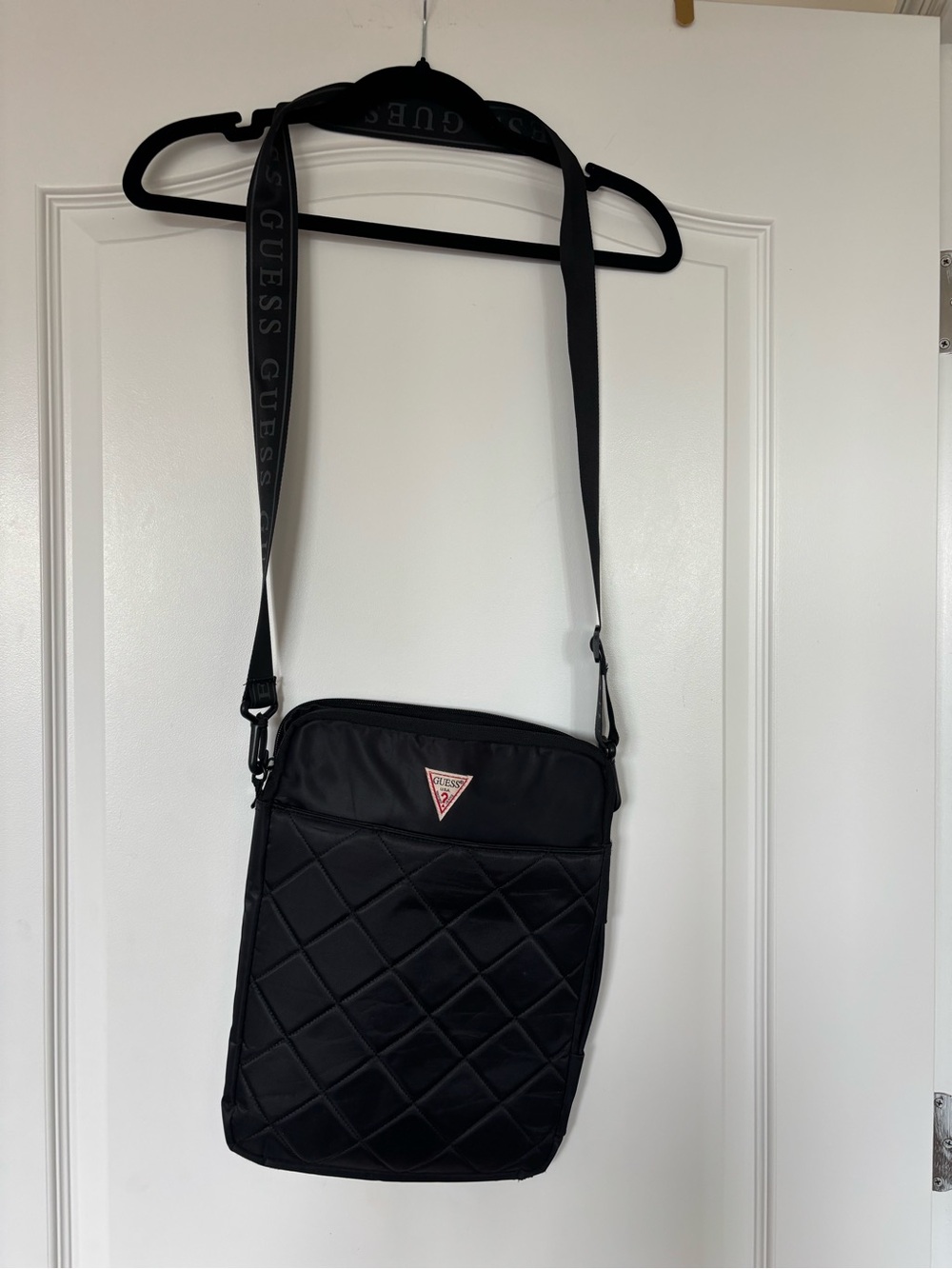 GUESS Black Quilted Messenger Crossbody Bag